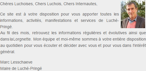 Accueil présentation Maire Luché-Pringé